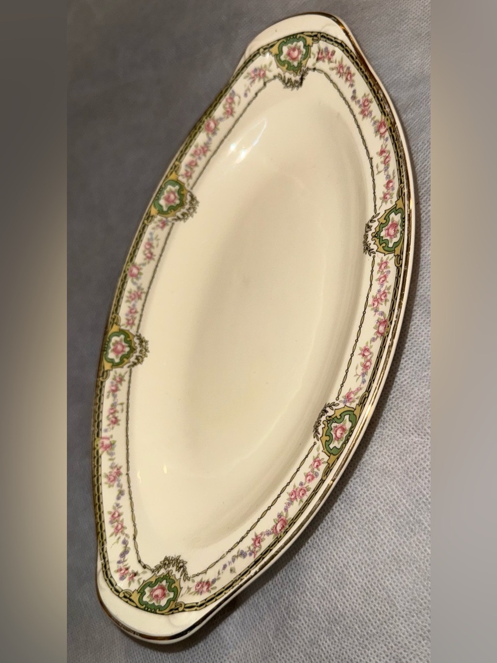 Taylor Smith Taylor Decorative Oval Serving Dish with Pink & Green Floral